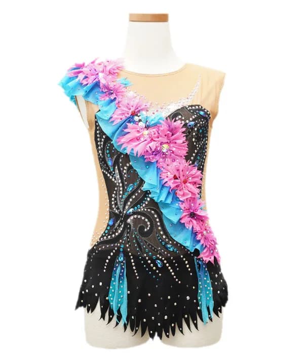 Linda ライトブルー×ホワイト 新体操レオタード | MASH Leotard